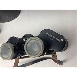 Pair of Asahi Pentax Prism binoculars, a pair of Dolland binoculars, other binoculars, including cased examples and a Miranda Pro 3 tripod