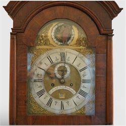 18th century longcase clock, the brass dial with ormolu spandrels, Father Time automaton and inscribed 'Joseph Heeley from London' with seconds ring and eight day movement in oak caddy top case, the trunk door with mahogany crossbanding H248cm