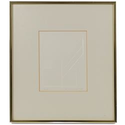 Manner of Hendrikus Josephus van Kuyk (Dutch 1929-2008): Interlocking Shapes, limited edition relief print indistinctly signed dated 1985 and numbered 15/175 in pencil 19cm x 14cm