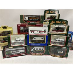 Corgi Eddie Stobart - eighteen promotional and advertising models including heavy haulage vehicles, coach, figures etc; and five others by Saico, Lledo and Atlas Editions; all boxed (23)