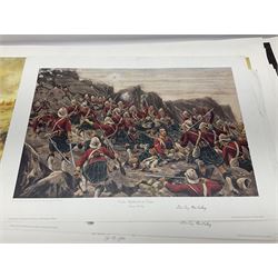 Large poster entitled 'Crests and Badges of the British Army in Daily Use 56 x 86cm; together with twenty-five colour prints of military interest including Crimean War, Boer War, WW2 etc; various sizes; all unframed