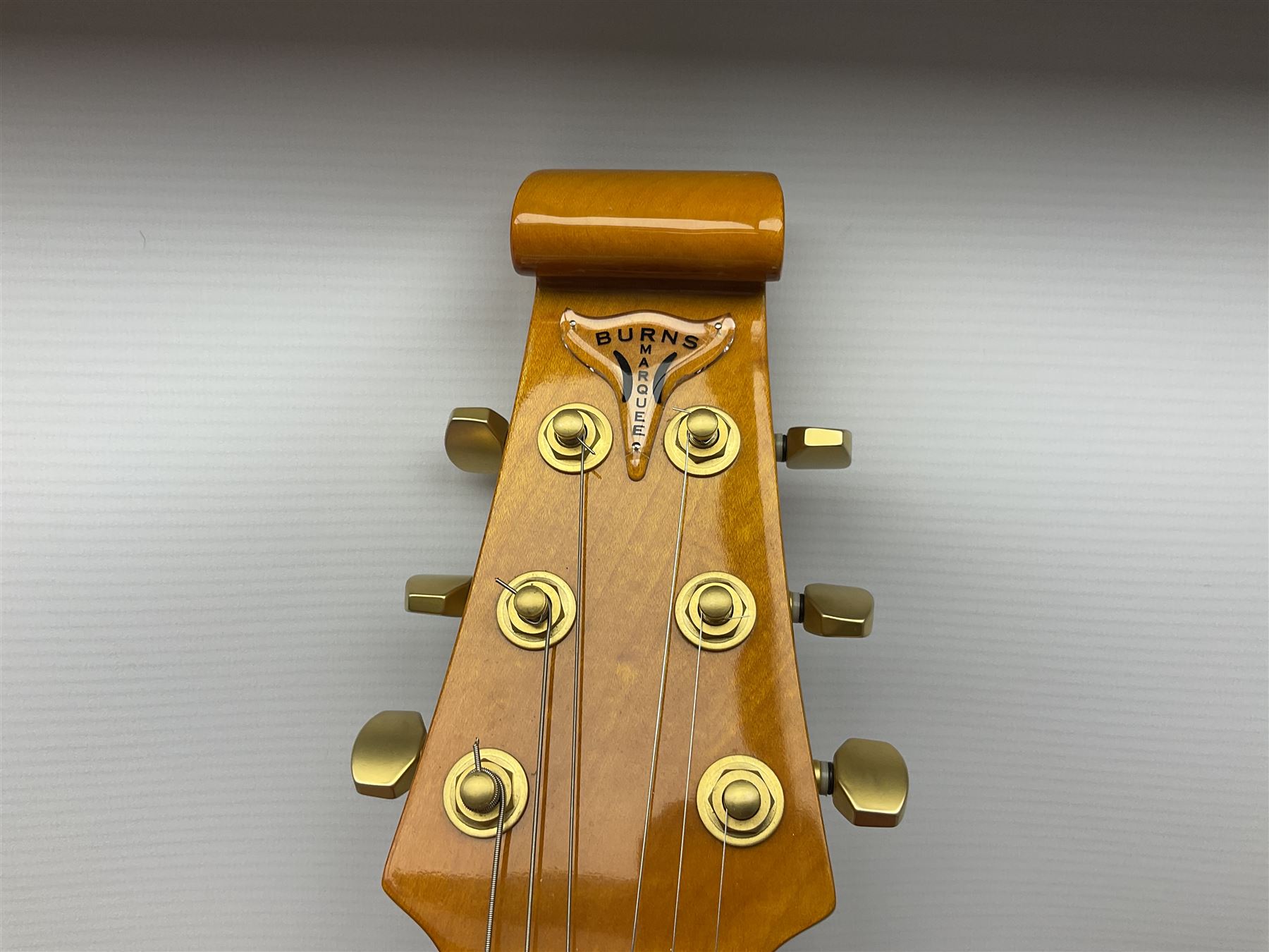 Burns Club Series Marquee electric guitar in fiesta red with maple fretboard; serial no.2002491 L100cm; in hard case with GuitarKes service and set-up certificate dated January 2022