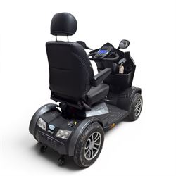 Drive King Cobra  - mobility scooter, four wheel model with black seat and headrest, lights and grey bodywork, 800 miles.