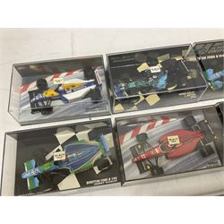 Pauls Model Art Minichamps Formula - ten 1:43 scale die-cast models of racing cars in plastic display cases (10)