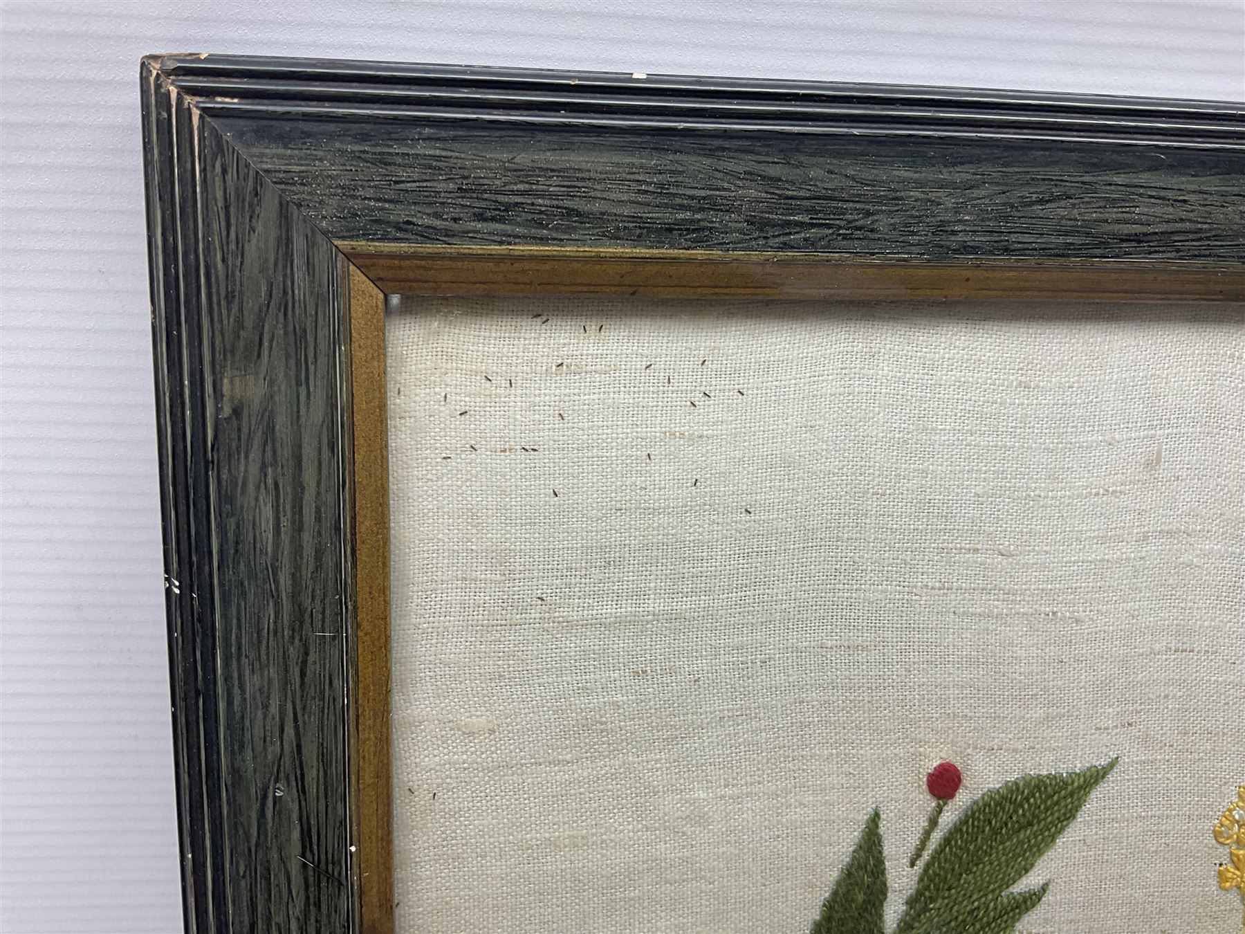 Embroidered framed panel, with the heraldic crest for Royal Regiment of Canadian Artillery, H44cm, W44cm