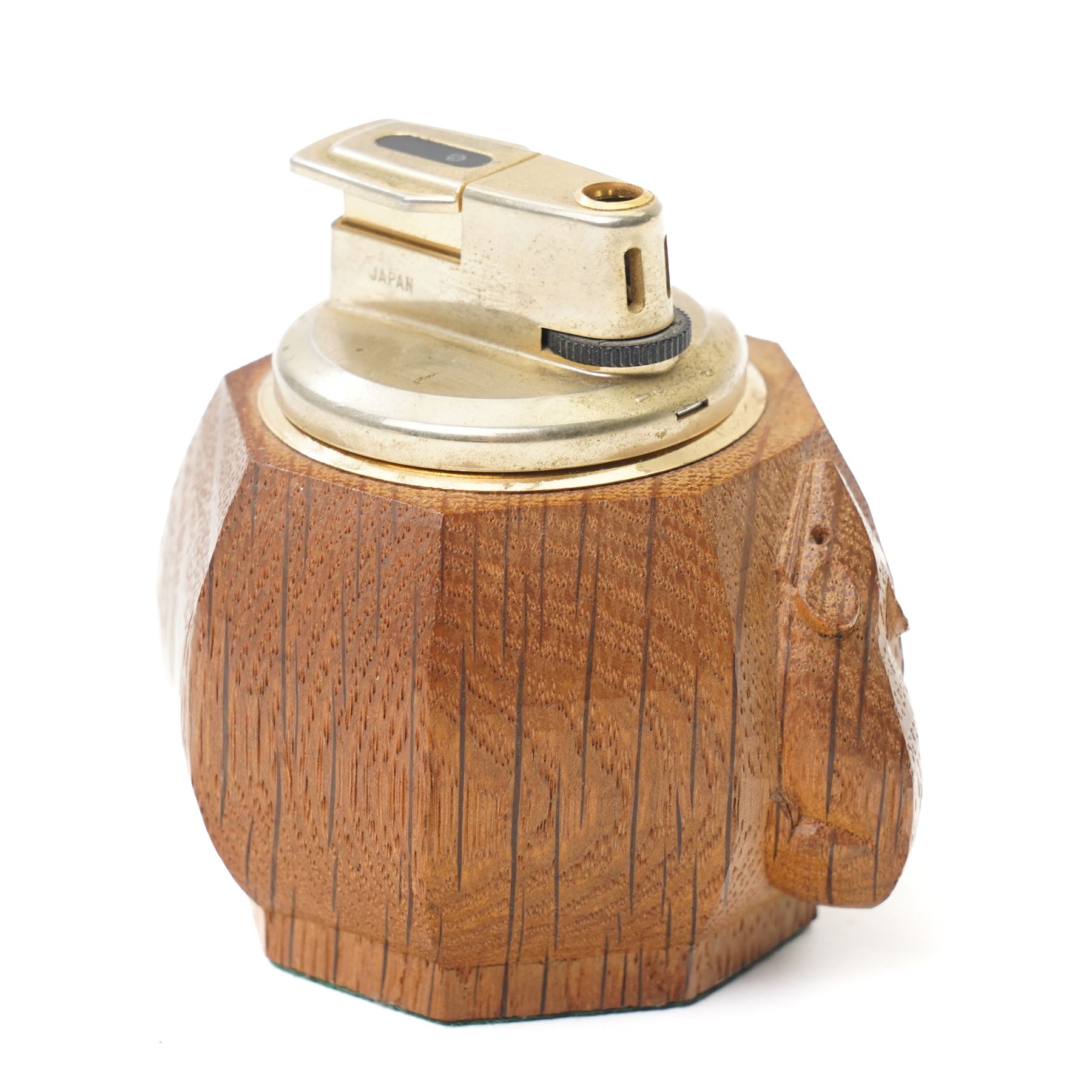 Mouseman - oak octagonal table lighter with carved mouse signature by the workshop of Robert Thompson, Kilburn, H7cm