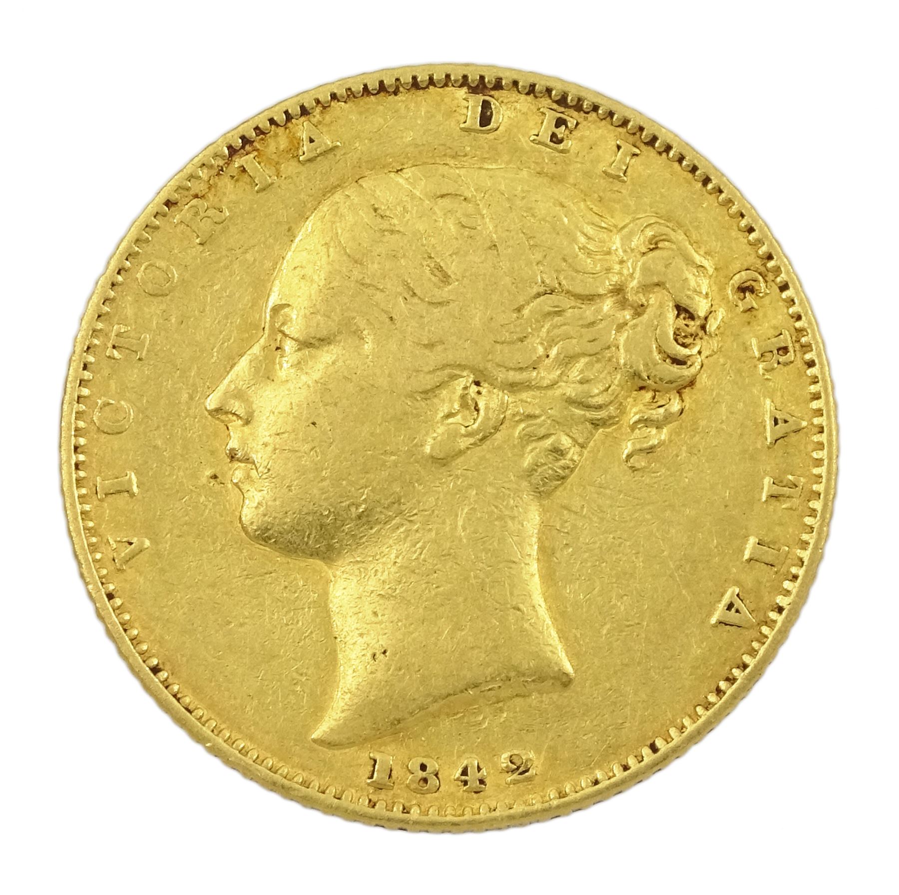 Queen Victorian 1842 gold shield back full sovereign