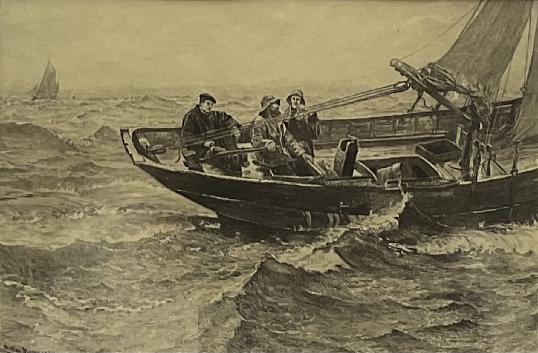 Charles Oliver Murray (Scottish 1842-1923): after Charles Napier Hemy (British 1841-1917): 'The Three Fishers', etching signed in the plate 17cm x 25cm