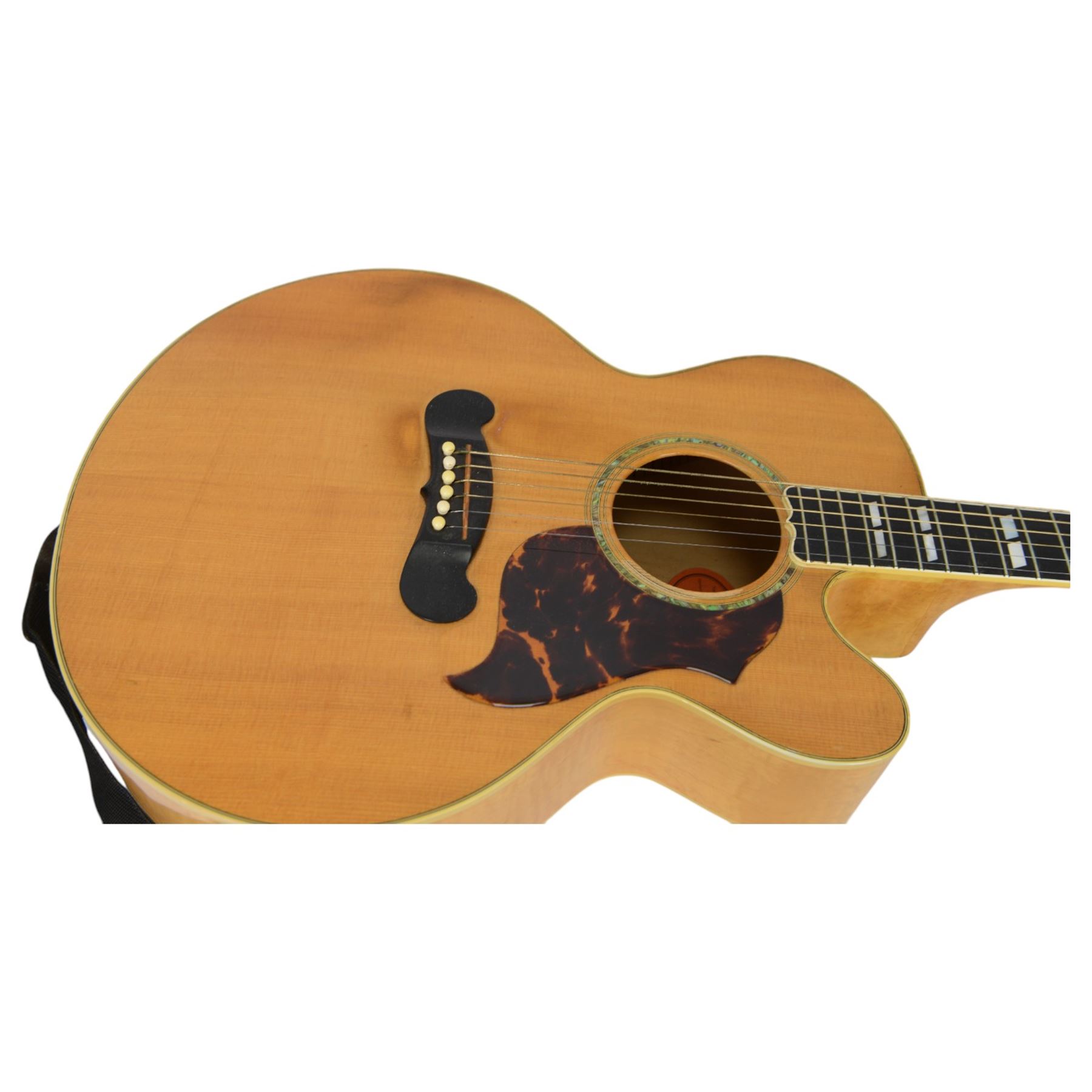 1998 American Gibson EC-30 Blues Electro King electro-acoustic guitar, in natural blonde finish with laminated maple back and sides and tortoiseshell effect scratch guard, serial no. 92018011, contained within a Gibson hard case with blue velvet interior, guitar L102cm