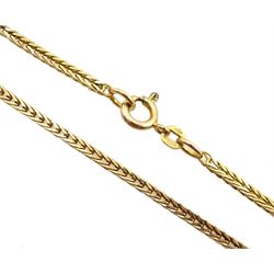 9ct gold foxtail link chain necklace, hallmarked, approx 9.1gm