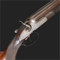William Moore & Grey, 10 bore double trigger hammer gun, side by side double barrel with 8...