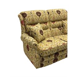 Vale Bridgecraft - Langfield two seat sofa, upholstered in Agra Cranberry fabric, mahogany feet, with David Gundry scatter cushions