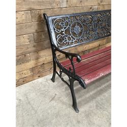 Cast iron and wood slatted garden bench