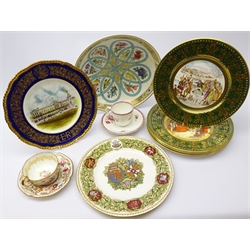  Early 19th century Chamberlain Worcester cabinet cup and saucer, painted with floral sprays and 18th/ early 19th century cup and saucer, floral painted decoration and gilding, Minton Flowers of Love bowl, five Caverswall Christmas plates, Minton Royal Wedding plate  & Coalport The Buckingham plate, mostly boxed  