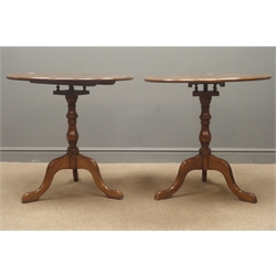  Pair Victorian style tilting oak occasional tables, W71cm, H69cm  
