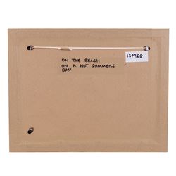 Gordon Barker (British 1960-): 'On the Beach on a Hot Summers Day', acrylic on paper signed, titled verso 24cm x 34cm