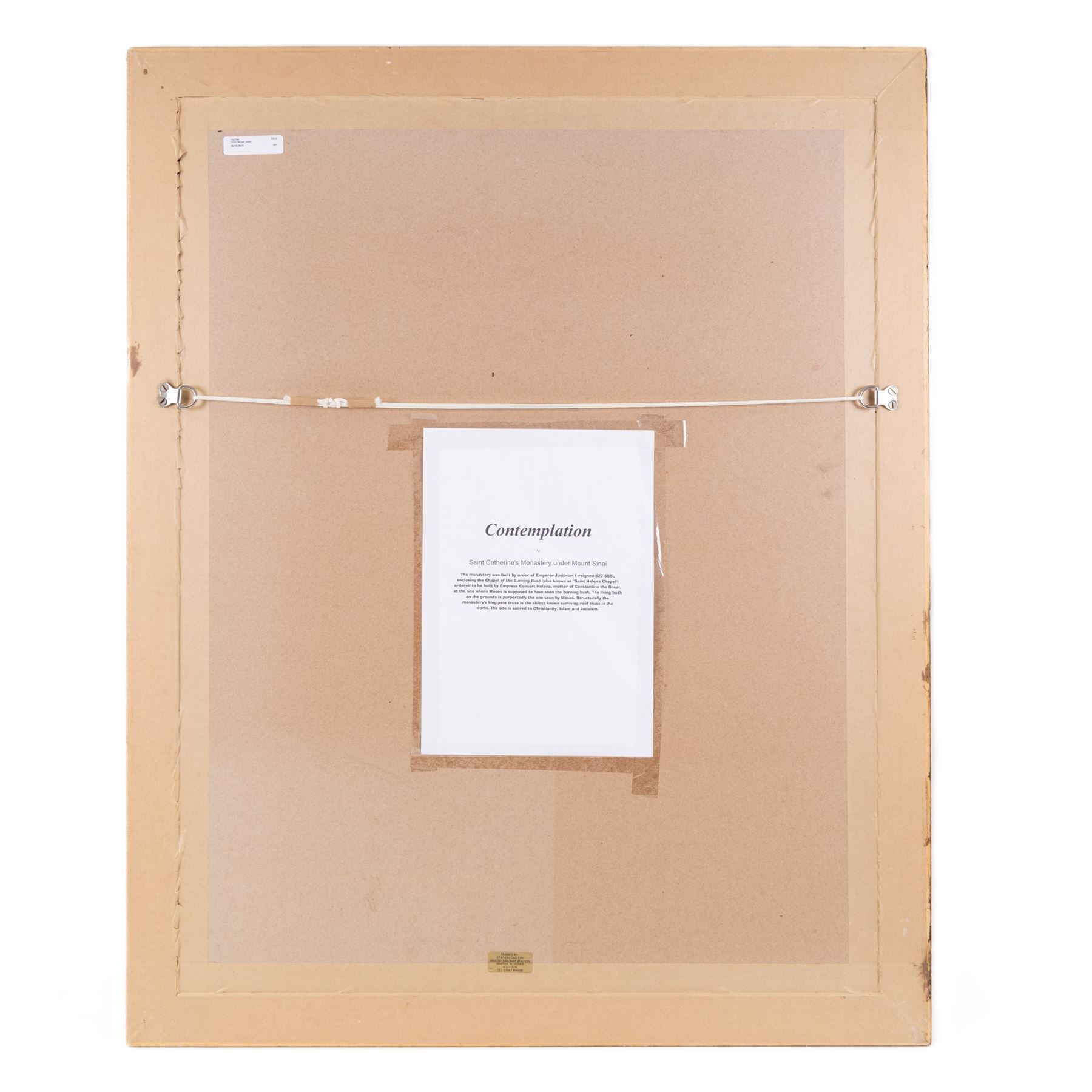 Penny Morgan (British 20th Century): 'Contemplation at Saint Catherine's Monastery under Mount Sinai', pastel signed and dated '98, titled verso 69cm x 52cm 