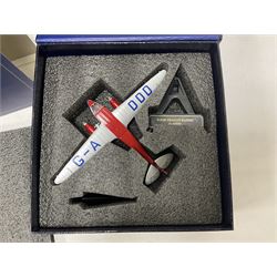 Oxford Die-Cast - four 1:72 scale model planes comprising DH89 Dragon Rapide models 72DR001 G-AFEZ (BEA), 72DR002 G-ADDD (HRH King Edward VIII), 72DR003 G-AGJG Scottish Airways and 72DR004 G-AHKV (AA); in original boxes 