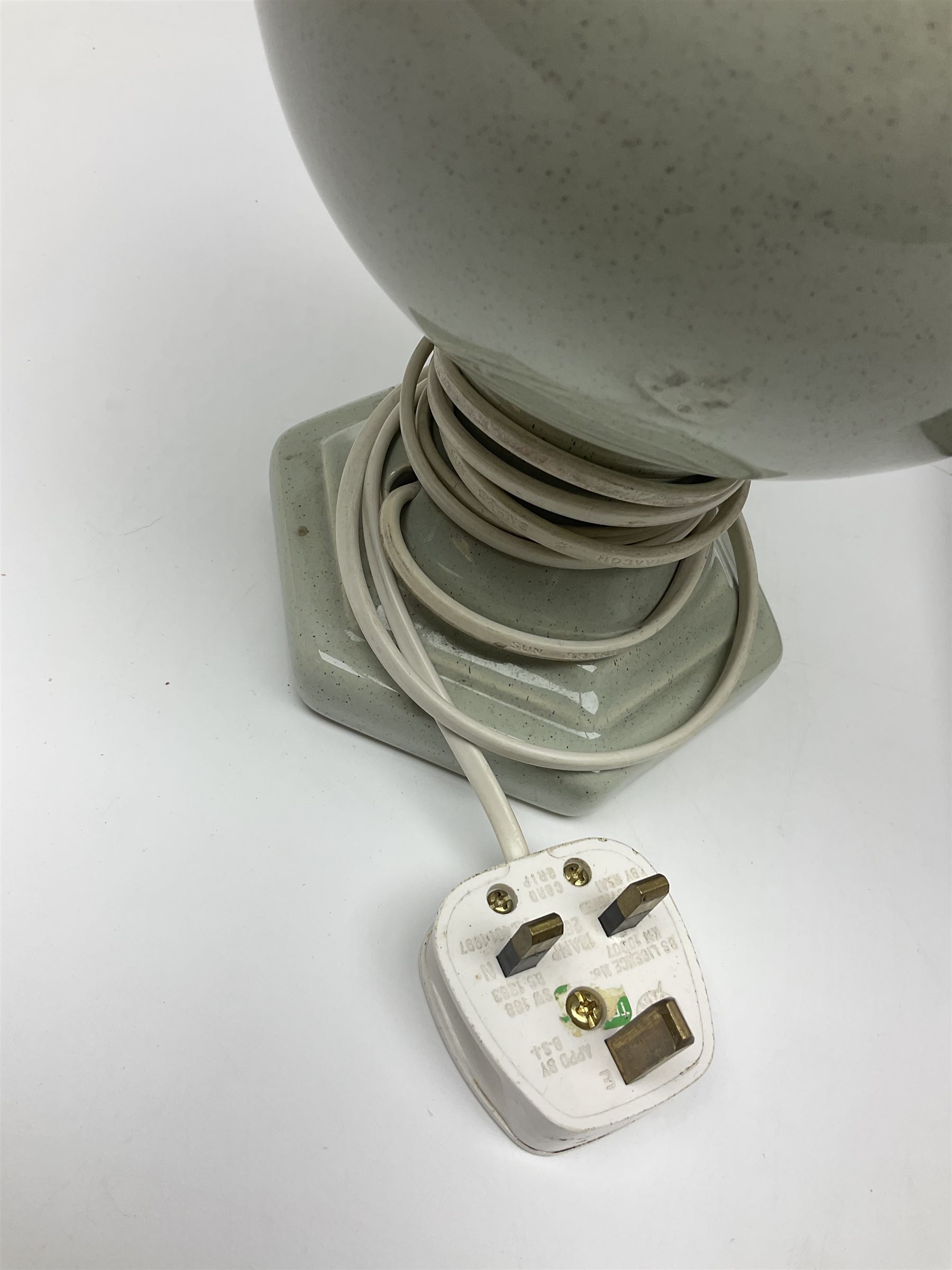 19th century oak barley twist table lamp, together with three other table lamps, including off white painted foliate example, tallest H86cm