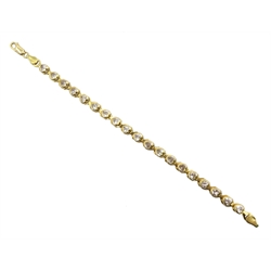 9ct gold cubic zirconia heart design link bracelet, hallmarked