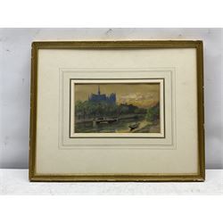 Joseph Arthur Palliser Severn RI ROI (British 1842-1931): 'The Seine with Notre Dame', watercolour unsigned 10cm x 17cm
Provenance: deceased estate; with The Little Gallery, 5 Kensington Walk, London; Brantwood contents sale after the death of Arthur Severn in 1931; the John Ruskin (1819-1900) collection, label verso