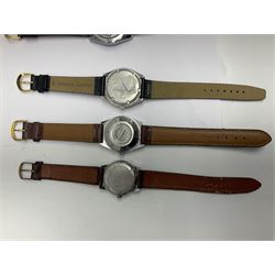 Eight manual wind wristwatches including Lonstar Exective, Ruhla, Josmar alarm, Seiko, Caravelle, Genova De Luxe, Sandoz and Gradus