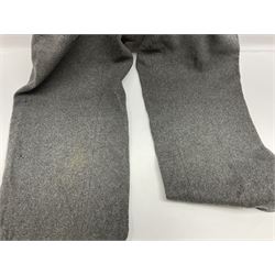 Pair of WW2 German Other Ranks trousers c1940-42, stamped C.& A. Brenninkmeyer Workstatten; WW2 German Army webbing belt with steel 'Gott Mit Uns' buckle; and WW2 German leather belt with 'Stahlhelm' (Steel Helmet League) members buckle (3)