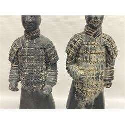Pair of Chinese 'Terracotta Warrior', modelled as soldiers, H38cm
