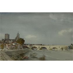 Francis Russell Flint (British 1915-1977): Continental River, watercolour signed 37cm x 55cm