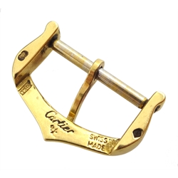 Two Cartier 18ct gold watch strap buckles, stamped 750, with Must de Cartier box 