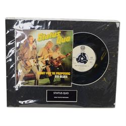 Status Quo memorabilia, including limited edition What You're Proposing AB Blues 7 inch single, supporters club magazines, tour programmes, calendar, etc 