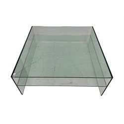 Square glass two-tier coffee table