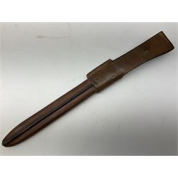 WW1 American Remington P14 rifle bayonet Model 1913, the 43cm fullered steel blade dated 5 17; in metal mounted leather scabbard L57cm overall; and WW1 Canadian Ross Rifle Co.1907 Model Mk.II bayonet, dated 2/17; in leather scabbard with frog (2)