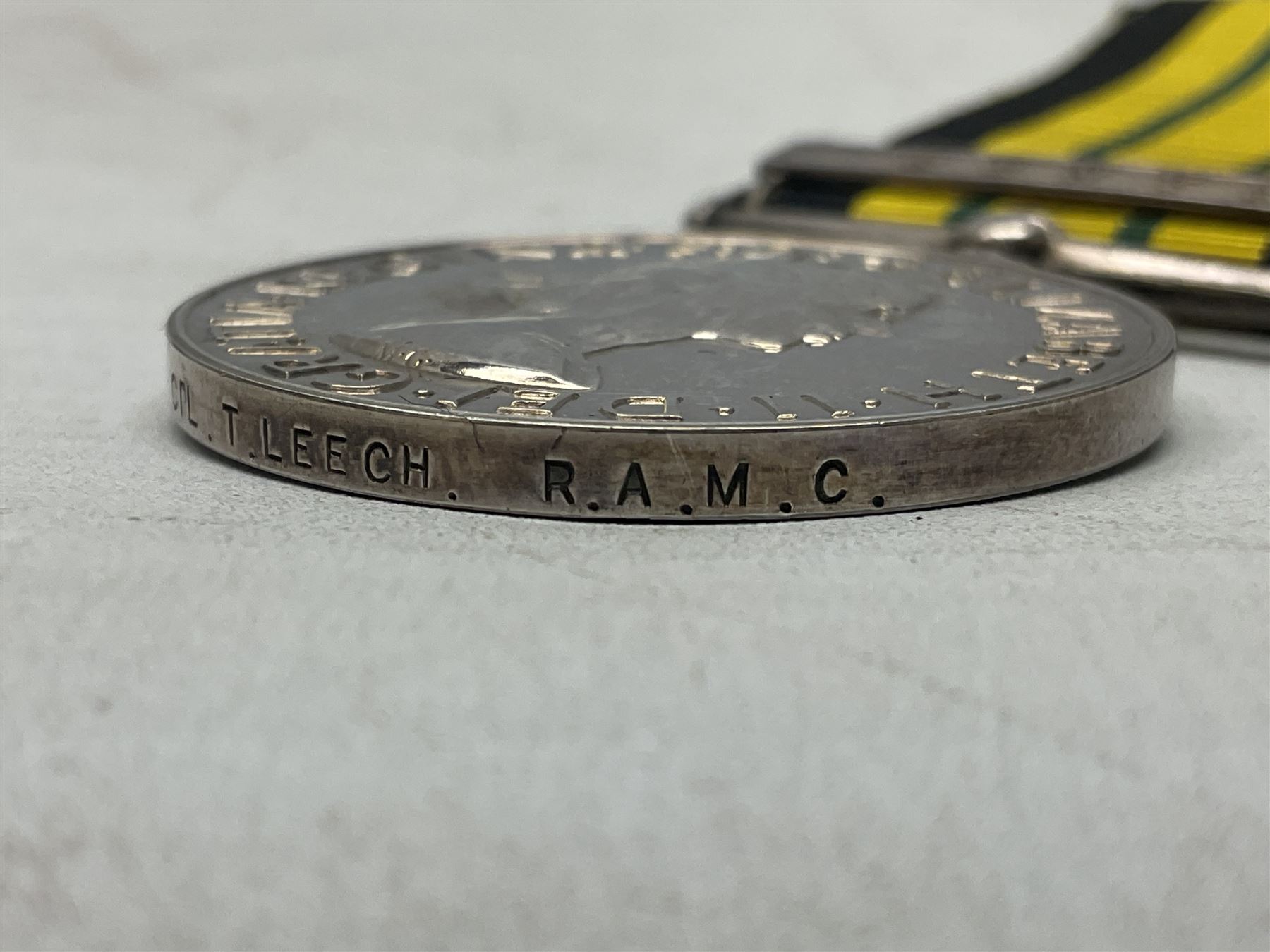 ERII Africa General Service Medal with Kenya clasp awarded to 22794613 Cpl. T. Leech R.A.M.C.; with ribbon