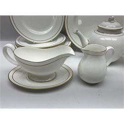 Royal Worcester Contessa pattern part tea and dinner service, to include teapot, milk jug, sucrier, seven cups and eight saucers, none dinner plates, twin handled tureen with lid, sauce boat etc, 