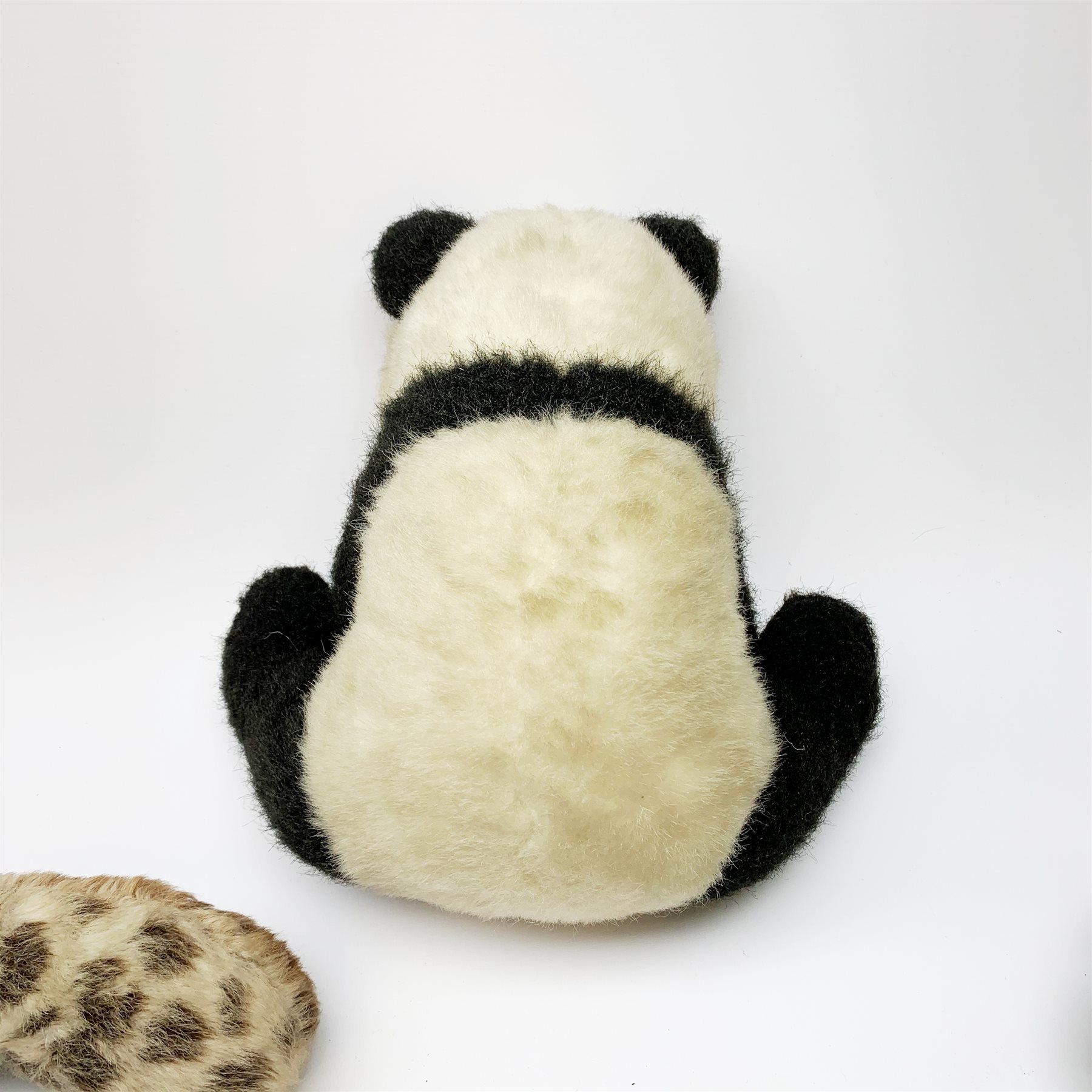 Three Merrythought Teddy Bears to include a Merrythought Leopard cub pyjama case Panda and Hippo 3 Toys Diecast Model Cars Dolls Vintage Teddy Bears