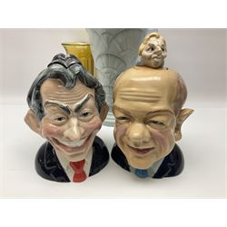 Bairstow Manor Pottery Tony Blair teapot and Tony Hague, Spode Copeland vase, glass vases, glass paperweight etc 