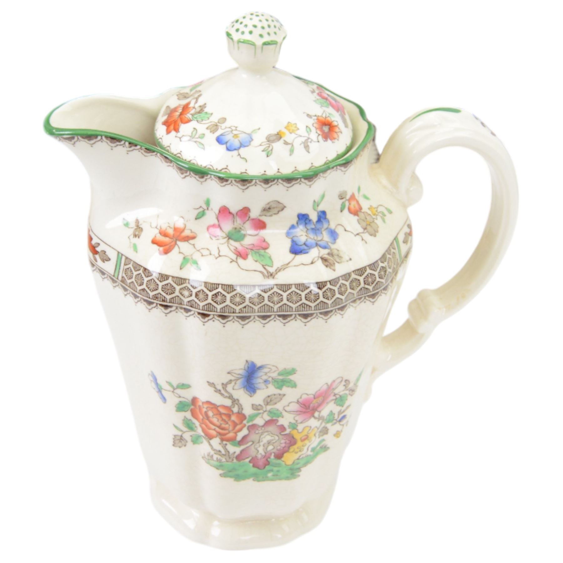 Copeland Spode Chinese Rose pattern extensive tea and dinner service, including eighteen dinner plates, twenty two desert plates, twenty cups and saucers, teapot, coffee pot, platters etc  