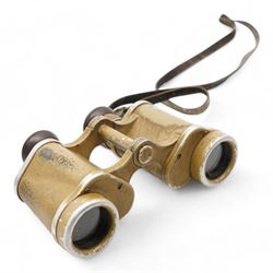 Pair of WW2 German binoculars marked Cag Dienstglas 6x30, 111300, H/6400 and a pair of cased binoculars (2)