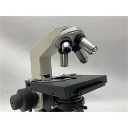 Zenith 'Ultra-500LA' binocular laboratory microscope with accessories and instructions in delivery box