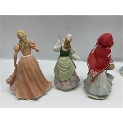 Collection of six Wedgwood Danbury Mint fairy tale figures, comprising Cinderella, Red Riding Hood, Little Bo Peep, Mary had a Little Lamb, Goose Girl and Rapunzel