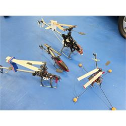 Four RC radio controlled helicopter models