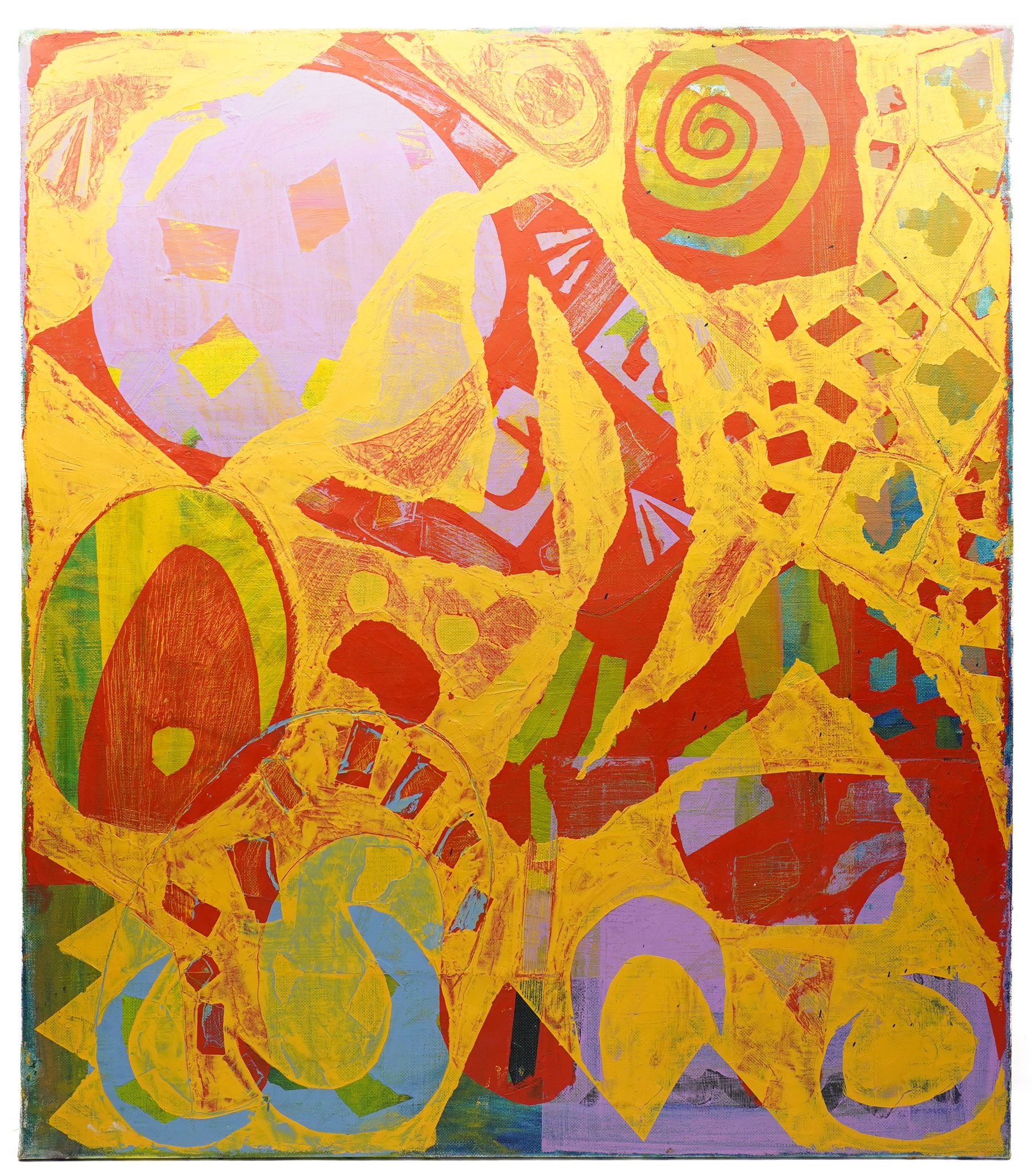 Gillian Ross Kelsey (British 1935-2025): 'Run for Your Life', acrylic on canvas, signed and titled verso 105cm x 91cm (unframed)