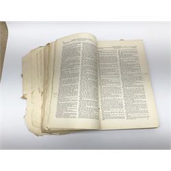 White Star line SS 'Titanic' - Proceedings Before The Right Hon. Lord Mersey, with Rear Admiral The Hon. S.A. Gough-Calthorpe C.V.O., R.N., et al. On a formal investigation ordered by the Board of Trade into the loss of the SS 'Titanic'. In the Wreck Commissioner's Court May/June 1912. Published by HMSO London. Unbound with hand written paper cover titled 'Evidence Given At 'Titanic' Inquiry 1st to 18th days. Incomplete - missing days 1 to 4 in list of witnesses, day 18 missing pp.503-506, appendix inserted between days 17 and 18. A rare and interesting part copy of the proceedings with unique annotations in many page margins. The first day title page is named in ink 'Mrs. Robinson', presumably Mrs. Annie Robinson First Class Stewardess and survivor, whose examination was on the eleventh day and which is partly highlighted in red pencil. The first eleven days also contain various pencil marginalia, hand unknown, together with a pencil cross-section drawing of the ship, with references to the pre-voyage fire and the engineers. The title pages of the twelfth day to the eighteenth day are all named in ink 'Mr. Boyle', referring to Alexander Boyle, with the twelfth day also bearing his professional stamp as 'Engineer Surveyor In Chief 23rd May 1912 Board of Trade'. No marginalia is found on days 12 to 18.