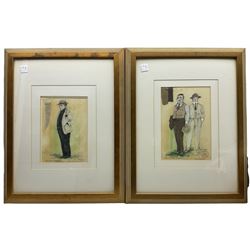 John Cameron Porteous (Canadian 1937-): 'Mrs Warren' 'Vivien' 'Crofts' and 'Rev Samuel Gardner', set four Play Wright pictures from 'Mrs Warren's Profession' signed titled and dated '90, 29cm x 20cm (4)