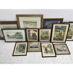 Quantity of framed prints to include watercolours, sketches and prints of landscapes, portraits etc 