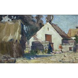 Impressionist School (20th century): Farmstead, oil on panel indistinctly signed and dated '07?, 17cm x 26cm