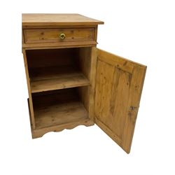 Solid pine twin pedestal dresser, fitted with three drawers and two cupboards