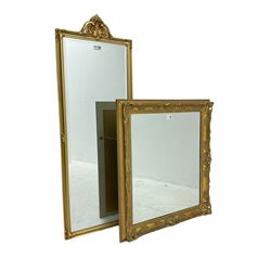 Rectangular gilt framed wall mirror with