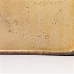 Engine turned silver cigarette case engraved with initials and with gilded interior Birmingham 1928